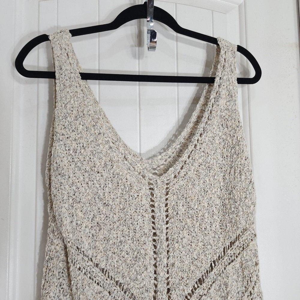 ASTR Tunic Top Blouse Womens S Beige Macrame Knit Sleeveless V Neck Cotton Blend - Picture 10 of 10